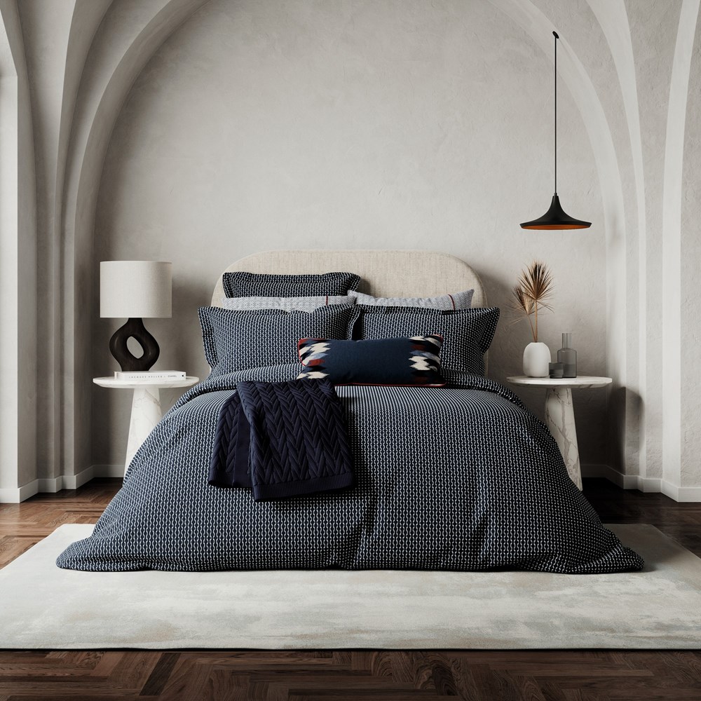 Aruni Textured Weave Bedding by Bedeck of Belfast in Midnight Blue